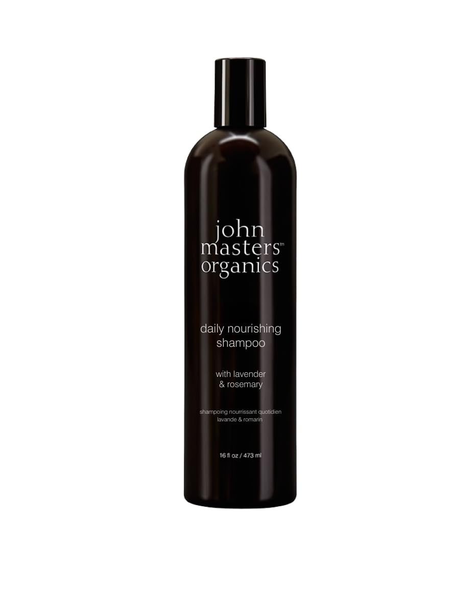 John Masters Organics Daily Nourishing Shampoo bottle for sulfate-free cleansing.