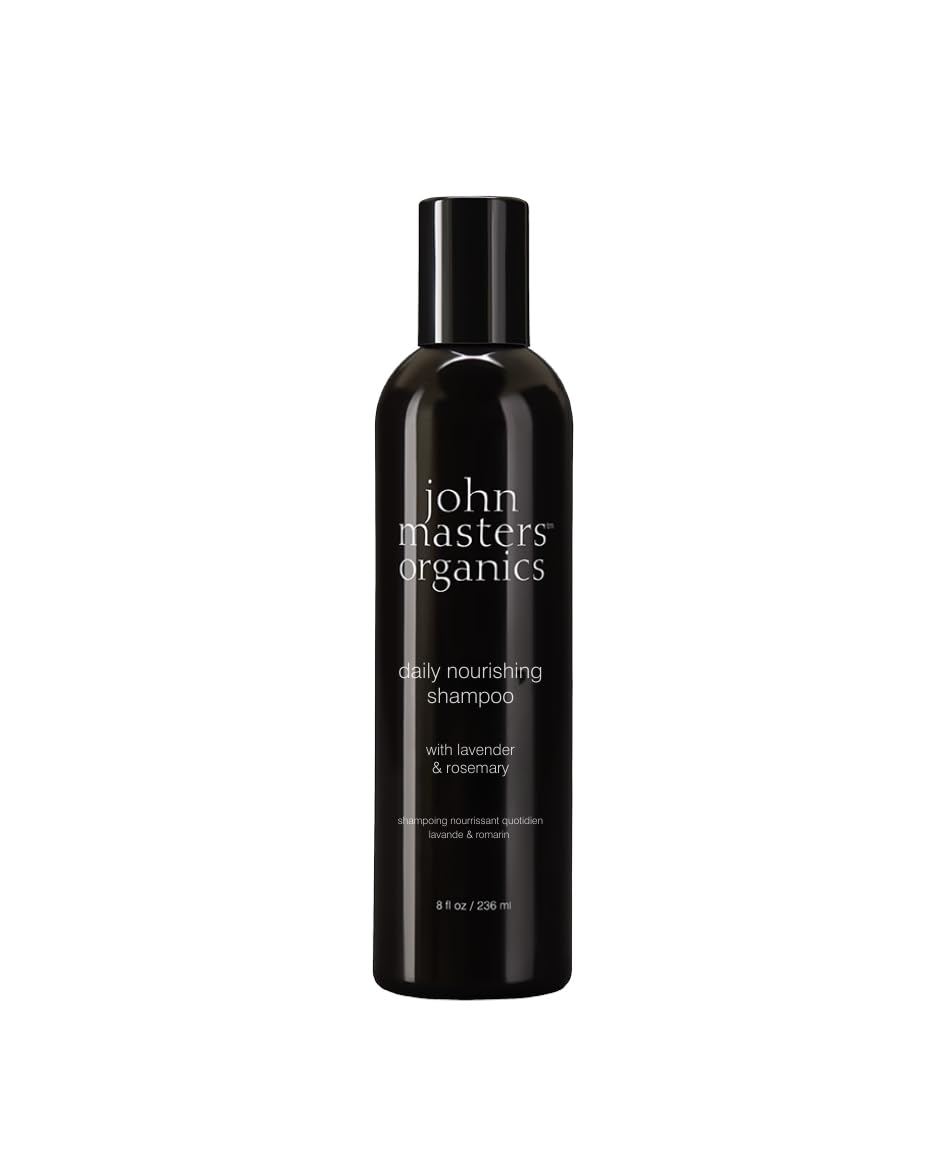 John Masters Organics Daily Nourishing Shampoo bottle showcasing lavender hydration