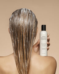 John Masters Organics soy protein visualization hints at fuller-looking, shinier hair.