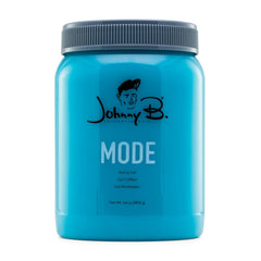Johnny B Mode professional gel 64oz jar shows thick hold for medium to thick hair.