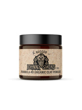 Johnny Slicks Formula 49 pomade jar highlights firm hold and matte finish.