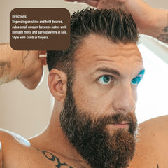 Johnny Slicks ingredients beeswax coconut jojoba argan image highlights natural hydrating benefits.