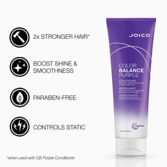 Joico Color Balance Purple Conditioner application supports consistent tone and bright gray hair.