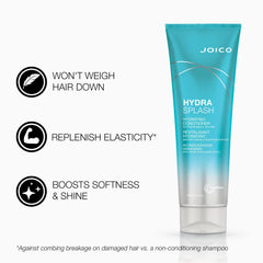 Joico HydraSplash shampoo bottle lather close-up signaling luxurious cleansing