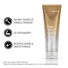 Joico K-PAK bio-advanced peptide illustration highlights reconstruction benefits.