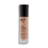 JoJo Siwa No7 Lift & Luminate bottle closeup for premium glow and everyday coverage.