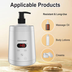 JOJOCOSMO two bottles dispenser keeps oils ready for alternating treatments and clients.
