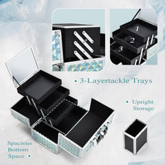 Joligrace makeup box detachable tray with brush holder keeps tall items organized while traveling.