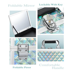 Joligrace makeup box with mirror on top tray for quick on-the-go touch-ups.