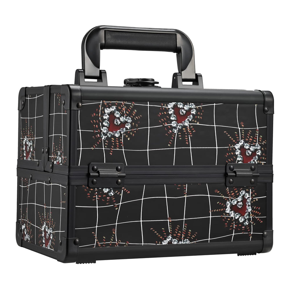 Joligrace makeup train case front view emphasizes sturdy build for on-the-go beauty organization.