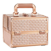 Joligrace rose gold makeup box front view for stylish travel storage