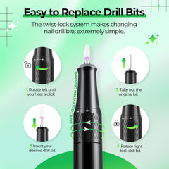 JOSGLOI intelligent-display nail drill showing speed and direction.