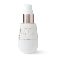 Josie Maran Pure Argan Milk serum bottle highlights lightweight hydration for daily use