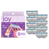 JOY Womens Razor Refill close-up shows 5 blades for a close shave