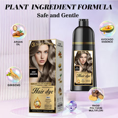 Joyful Young ash brown dye shampoo application demonstrates simple 3-in-1 use.