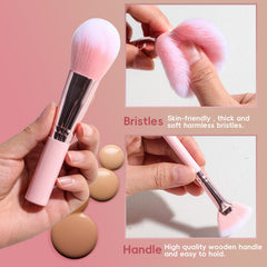 JPNK foundation and powder brushes provide precise, even coverage across face.