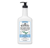 J.R. Watkins foot and body lotion peppermint bottle front hydrates and refreshes skin.