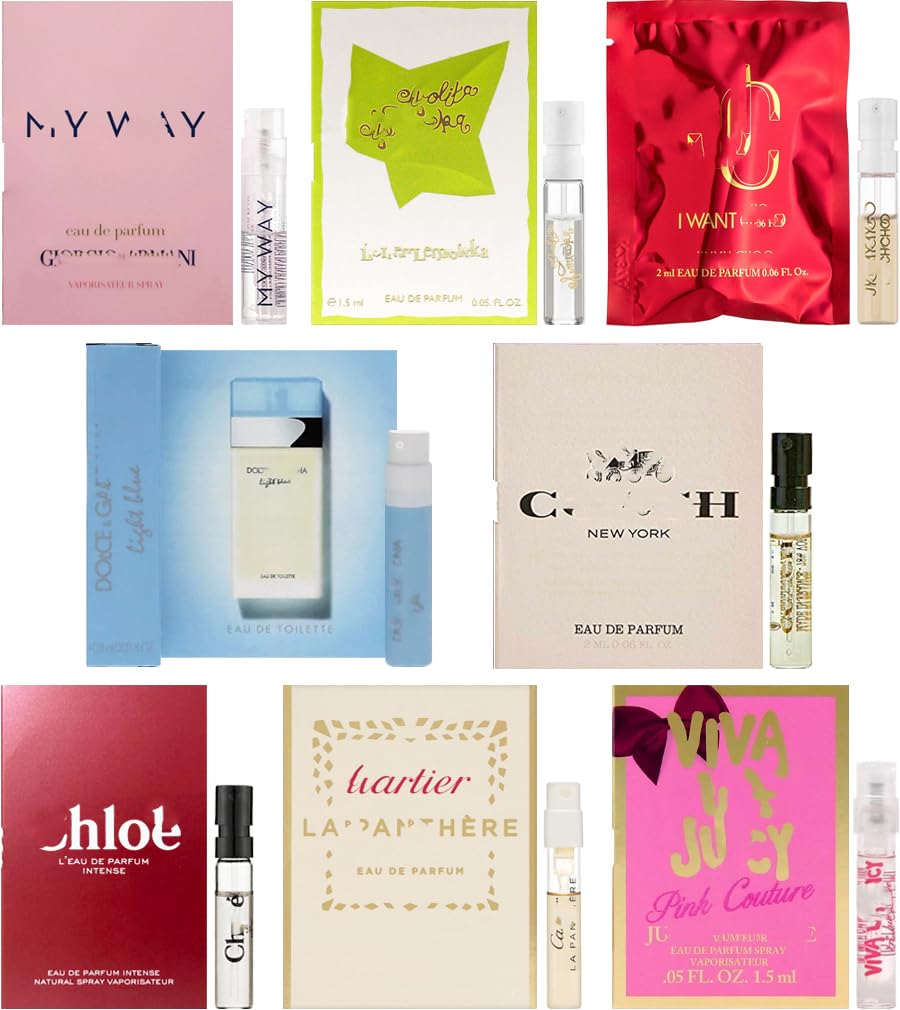 JRoBeauty sampler 8-pack vials ideal for travel-friendly fragrance trials.
