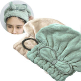 Jseng new-upgrade hair-drying-towel-cap close-up shows ultra-absorbent microfiber for fast drying.