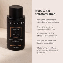 JSHealth Nourishing Conditioner hair application demonstrates detangling and smoothness