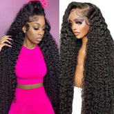 JTMMP 13x6 deep wave lace front wig closeup shows natural hairline with baby hairs