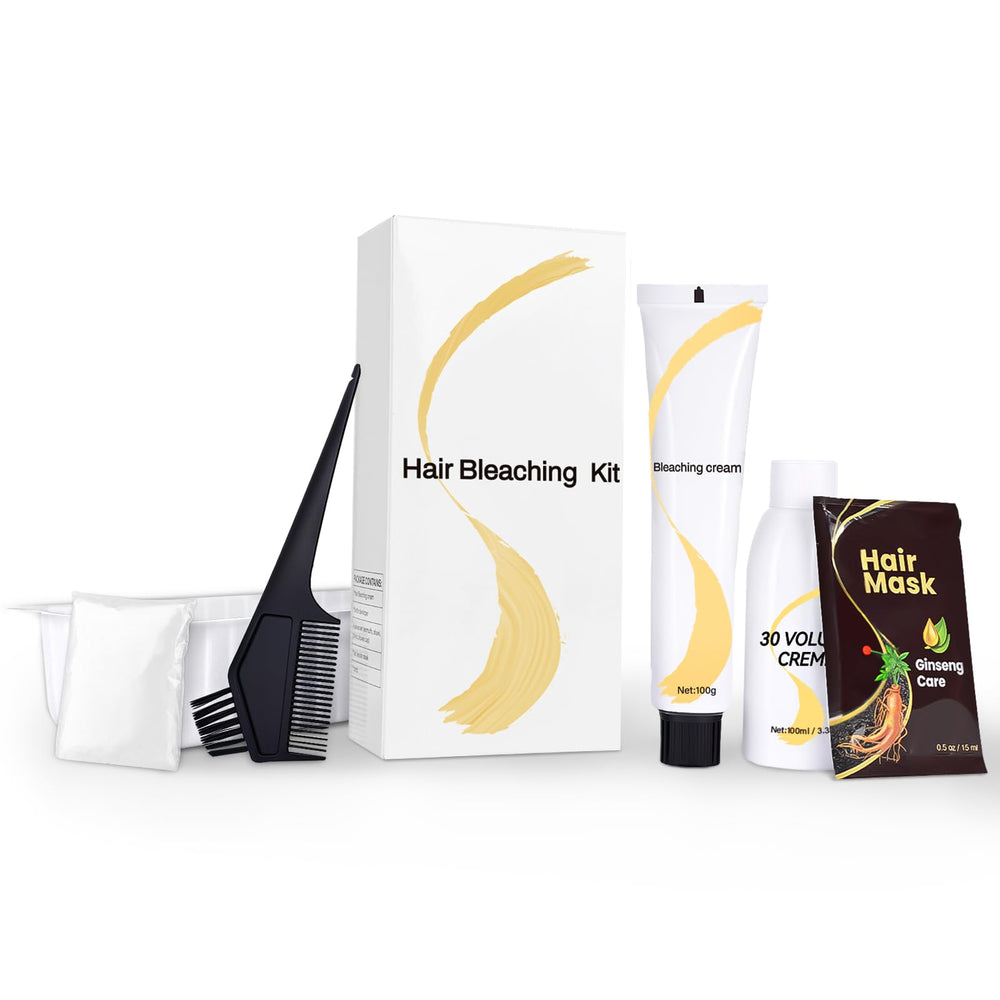 JUANCHI Gentle Cream Bleach Kit package shows complete home lightening solution for DIY blonding