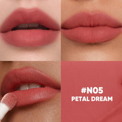 JUDYDOLL Matte Lip Cream red-shade swatch highlights long-lasting finish