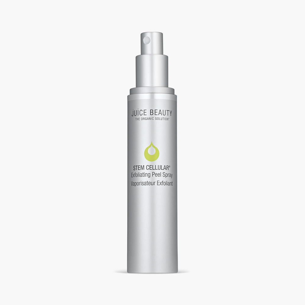 Juice Beauty Stem Cellular Exfoliating Peel Spray bottle shows instant exfoliation for smoother skin.
