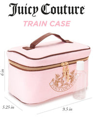 Juicy Couture travel essentials bag interior organized for brushes and cosmetics.