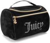 Juicy Couture black makeup bag velour rhinestones; stylish travel storage for cosmetics and essentials.