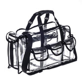 Jula Vance clear PVC makeup kits organizer front view for quick access on set.