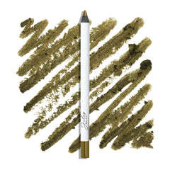 Julep When Pencil Met Gel Golden Olive Shimmer swatch shows rich color payoff and long wear.
