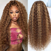 Jumida honey blonde ombre water-wave wig with natural parting.