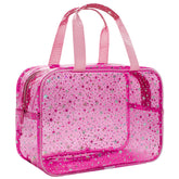 Junesters Clear Red Star makeup bag with star pattern for quick travel organization