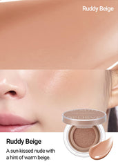 JUNG SAEM MOOL cushion blush Ruddy Beige swatches show watercolor-like finish