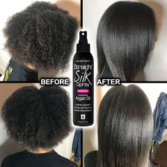 JuniorLabs Straight Silk Spray flat-iron use shows detangling and smoother results.