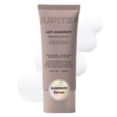 Jupiter Restoring Scalp Serum bottle closeup with calming formula.