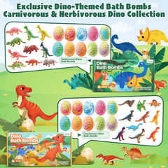 JuraFizz 20 pack dino eggs reveal colorful fizz and scents for playful baths