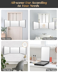 JUSRON three-sided mirror for DIY haircuts enables confident self-styling.