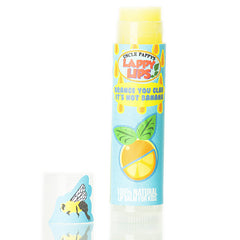 Just Bee Lappy Lips Strawberry Sunshine flavor close-up, vibrant color hinting at fruity flavor.