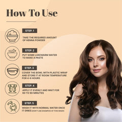 Just Jaivik Henna Powder is applied to hair for even coverage and warm tint.