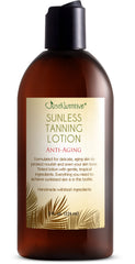 Just Nutritive sunless tanning lotion bottle showcases a bronzed glow for radiant skin.