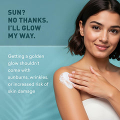 Just Nutritive Sunless Tanning Lotion Dark Tones application gloves for even spread