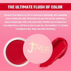 Juvia's Place Blushed Cream Blush on cheek showcases natural, buildable flush with a soft dew.