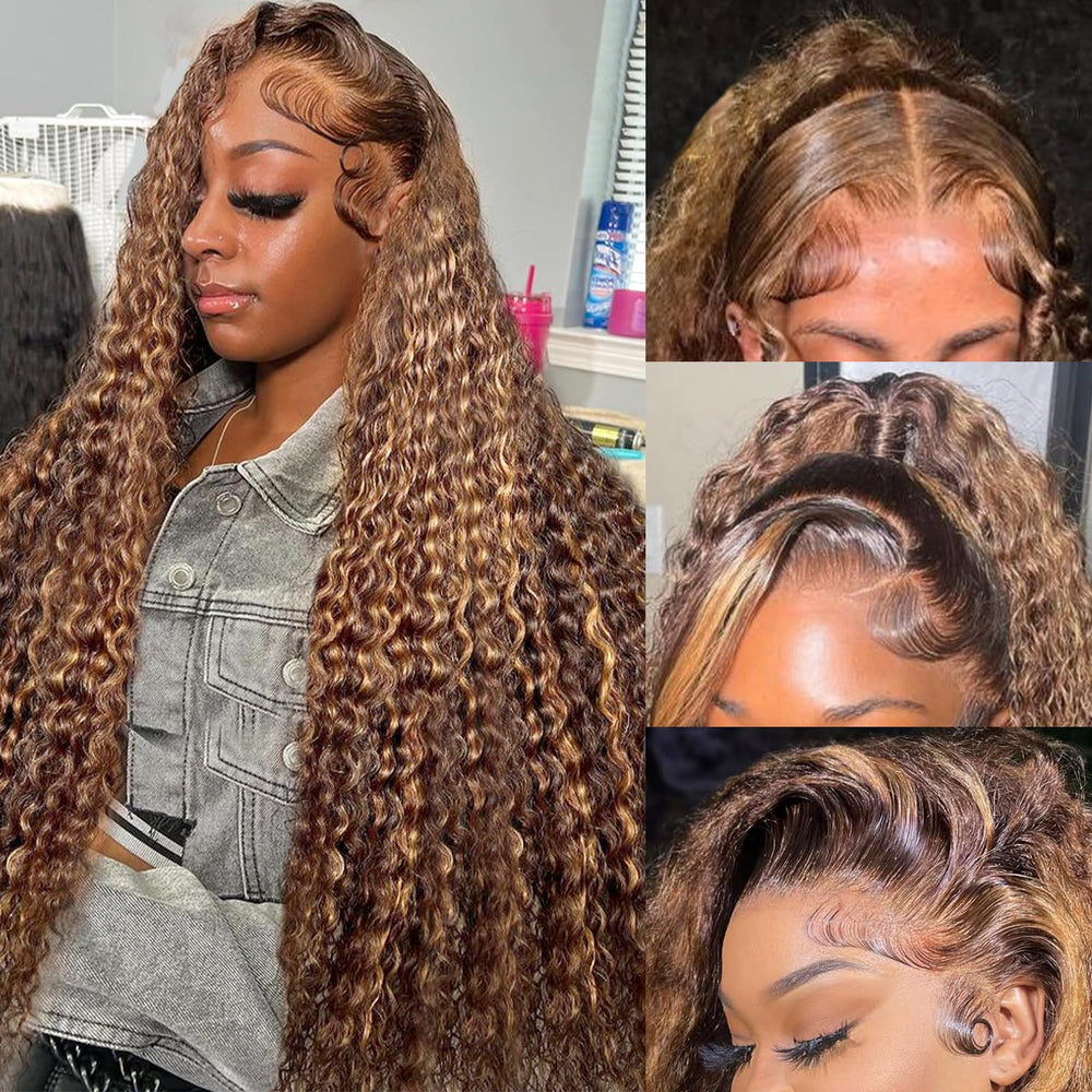 Juviso honey blonde deep-wave wig front view for voluminous everyday style