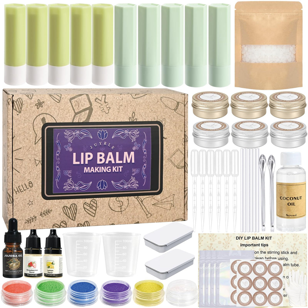 JUYRLE lip balm kit box—complete at-home DIY supplies for moisturizers and gloss