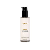 JVN Complete Blowout Styling Milk bottle shows silicone-free frizz control for salon results.