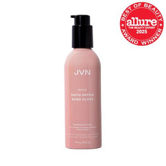 JVN Revive Bond Gloss application in hands showing even distribution for healthy shine
