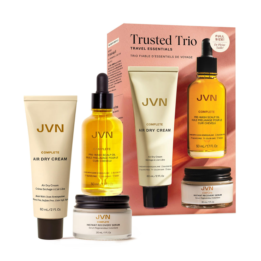 JVN Trusted Trio pre-wash scalp oil bottle illustrating nourishing scalp balance