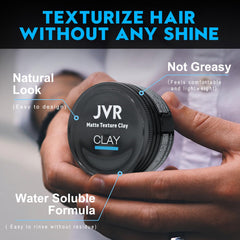 JVR Hair Clay on a wash-out test reveals easy rinse.